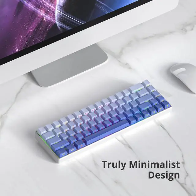 Alt view image 5 of 5 - iRoboosta Cherry Profile Side Printed PBT Keycaps, 135 Key Minimalist Double Shot Shine Through Custom Keycap, Gradient Key Cap for Cherry MX Switches Mechanical Keyboard (Purple/Side Print)
