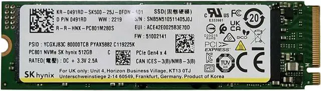 Main image of SK Hynix 512GB Gaming Gen4 M.2 2280 PCIe NVMe Internal Solid State Drive (SSD) - Stream Deck, Laptop & Desktop Compatible