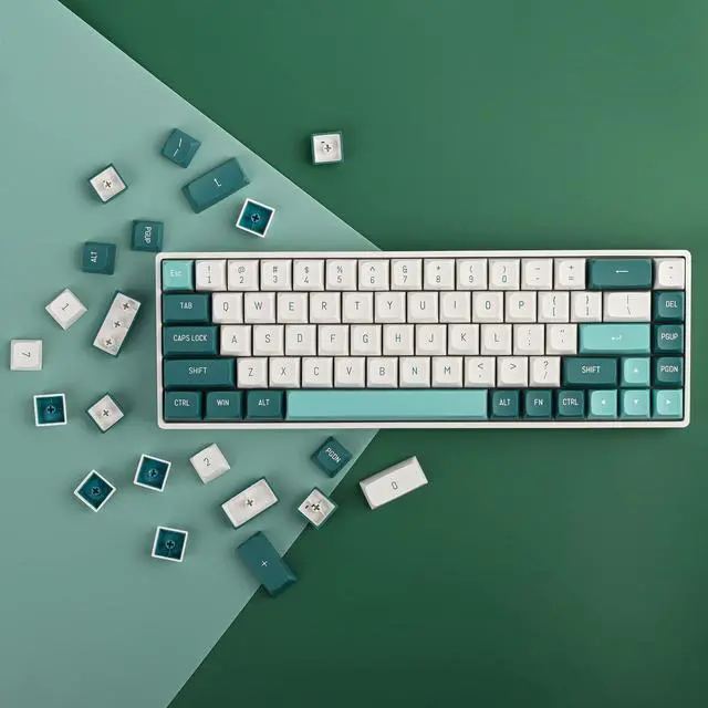 Alt view image 3 of 5 - iRoboosta PBT Keycaps, CSA Profile Double Shot Keycap White and Green 163 Keys Key caps Full Set, Custom Keycaps for Cherry MX Switches Mechanical Keyboard (Forest Green)