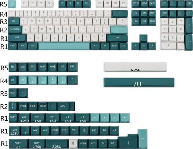 Alt view image 5 of 5 - iRoboosta PBT Keycaps, CSA Profile Double Shot Keycap White and Green 163 Keys Key caps Full Set, Custom Keycaps for Cherry MX Switches Mechanical Keyboard (Forest Green)