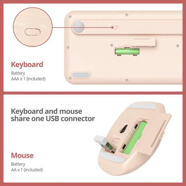 Alt view image 5 of 5 - iRoboosta Brown Wireless Keyboard and Mouse Combo Set, 2.4GHz Retro Typewriter Aesthetic Keyboard, Full Size Cute Keyboard with Number Pad, Home and Office Silent Keyboards (Milky Tea)