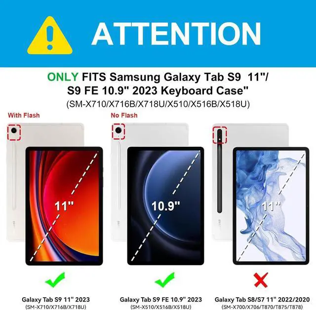 Alt view image 3 of 5 - Galaxy Tab S9 FE 5G Case with Keyboard, Magnetic Detachable Bluetooth Keyboard | 7 Colors Backlit, Smart Folio Cover with S Pen Holder for Samsung Tab S9 FE 10.9"/S9 11", Auto Sleep/Wake Up Rose Gold