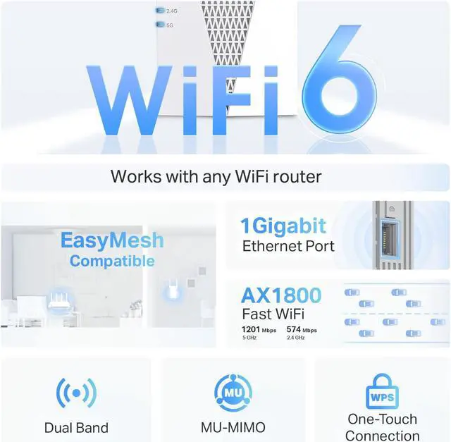 Alt view image 3 of 5 - TP-Link AX1800 WiFi 6 Range Extender with Ethernet Port | Internet Signal Booster for Home | Dual-Band Wireless Repeater Amplifier | Access Point Mode | APP Setup | OneMesh Compatible (RE615X)