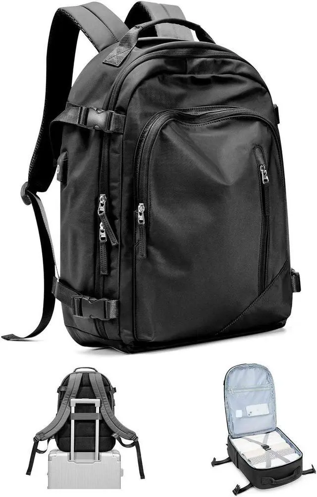 Main image of Travel Backpack for Women Men, Carry on Backpack Flight Approved Item Bag,Casual Daypacks Cabin Bagage,Hiking Backpack Lightweight Rucksack, Business Laptop Backpack with USB Charger Black Large