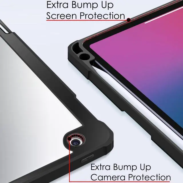 Alt view image 5 of 5 - DuraSafe Cases for iPad 9th 2021 8th 2020 7th 2019 Gen [iPad 9 iPad 8 iPad 7 ] 10.2 Inch A2602 A2270 A2197 MK663LL/A Rugged Shell TPU Corner PC Transparent Back Case Pencil Holder - Blossom Print