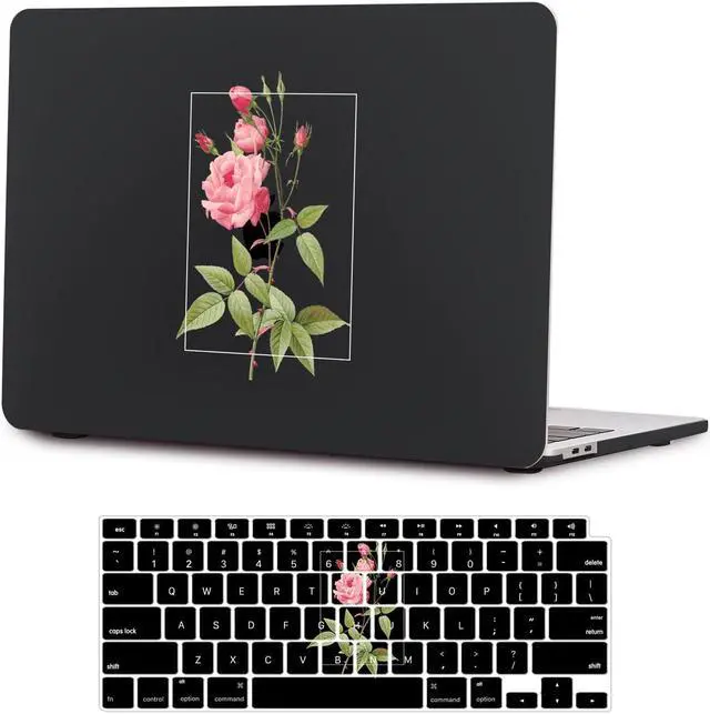 Main image of SaharaCase - Apple MacBook Air 13" M1 Chip Laptops Hybrid-Flex Arts Case with Silicon KeyPad Cover - Sleek Hard Shell, Snap-On, Anti-Slip Grip (Black Rose)
