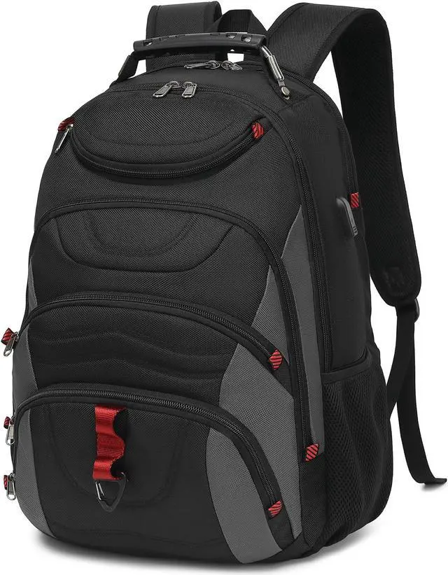 Main image of Boavan Laptop Backpack for men, 17.3 inch Laptop Bag with USB Port, Waterproof Travel Work Backpack Purse, Anti-Theft Teacher Nurse Doctor Casual Bookbags Office Business backpackBlack&Dark Grey