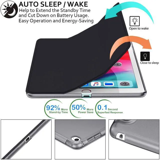 Alt view image 3 of 5 - DuraSafe Cases for iPad PRO 1st Gen 2015 12.9 Inch [ 1 Gen ] ML0H2LL/A ML0G2LL/A MD517LL/A ML0N2LL/A ML0Q2LL/A ML0R2LL/A ML0V2LL/A ML0U2LL/A iPad Cover with Translucent Frosted Hard Back - Black