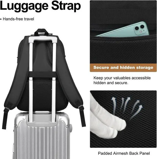 Alt view image 4 of 5 - Boavan Laptop Backpack for men, 17.3 inch Laptop Bag with USB Port, Waterproof Travel Work Backpack Purse, Anti-Theft Teacher Nurse Doctor Casual Bookbags Office Business backpack,Black&Army Green