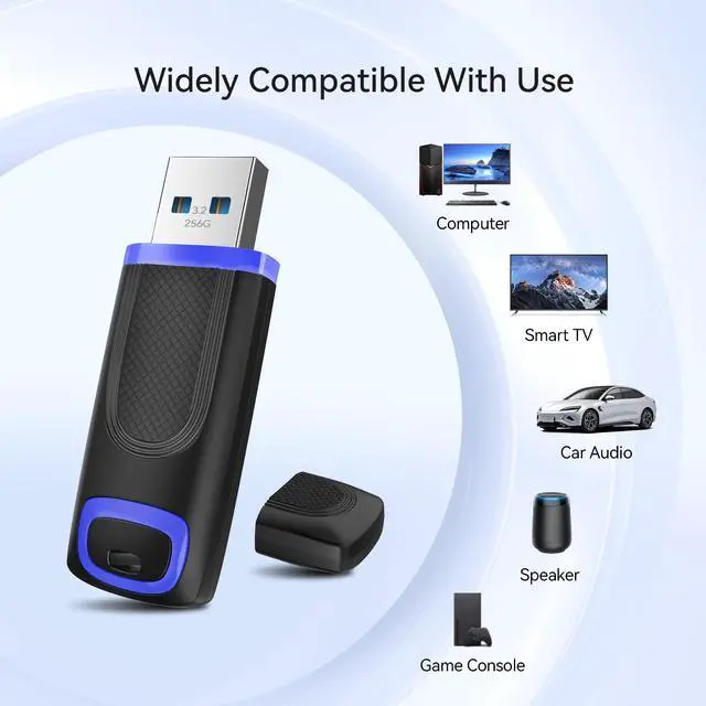 Alt view image 4 of 5 - 256GB USB 3.2 Flash Drive Thumb Drive High Speed Retractable USB Drive with Keyring Hole USB Stick Data Storage Speed Up to 350MB/s Quickly Run File Games, Pictures, Music Videos