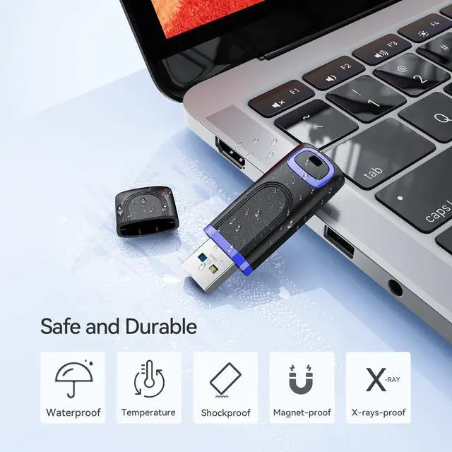 Alt view image 3 of 5 - 256GB USB 3.2 Flash Drive Thumb Drive High Speed Retractable USB Drive with Keyring Hole USB Stick Data Storage Speed Up to 350MB/s Quickly Run File Games, Pictures, Music Videos