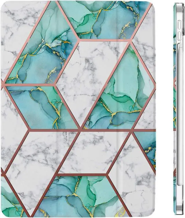 Main image of DuraSafe Cases for iPad PRO 12.9 Inch 5th 4th Gen [ Pro 12.9 2021 2020 5 4 Gen ] A2378 A2461 A2379 MY2H2LL/A MXAT2LL/A MXAV2LL/A MXAX2LL/A MXAW2LL/A MXAY2LL/A Printed PC Cover - Marble Green