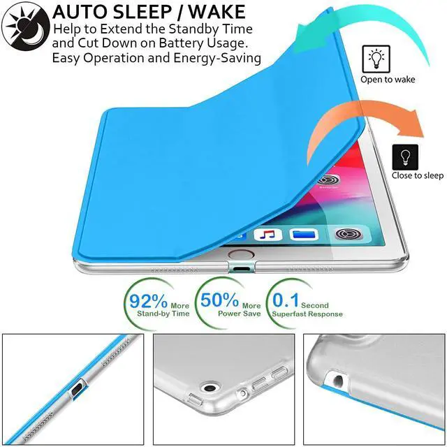 Alt view image 3 of 5 - DuraSafe Cases for iPad PRO 12.9 Inch 3rd [ Pro 12.9 3 Generation 2018 ] A1876 A2014 MTHN2LL/A MTHU2LL/A MTEL2LL/A MTEM2LL/A Trifold PC Lightweight Smart PU Leather Protective Hard Back Cover - Blue