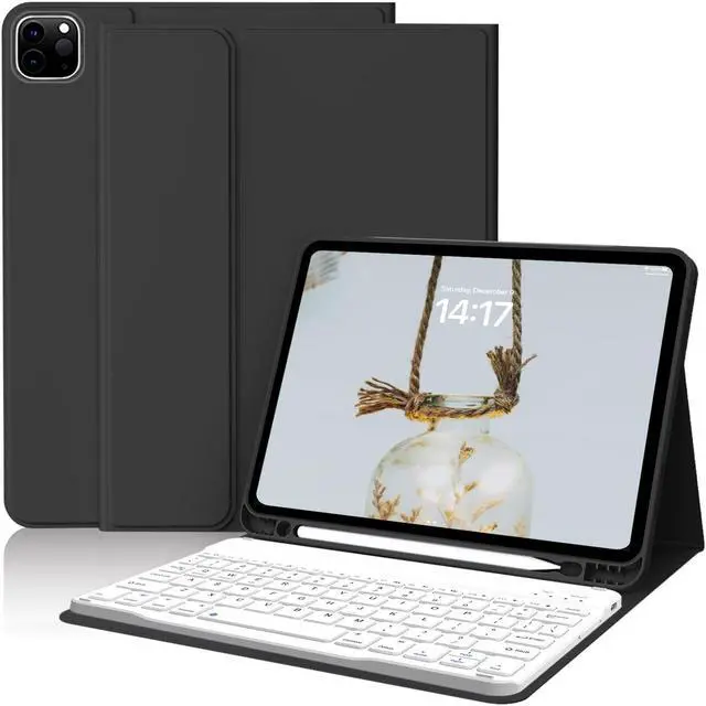 Main image of kenke Keyboard Case for iPad Pro 11 Inch 4th/3rd /2nd Generation (2022/2021/2020), Detachable Wireless Bluetooth Keyboard, Stand Folio Cover with Pencil Holder, Auto Sleep/Wake, Black