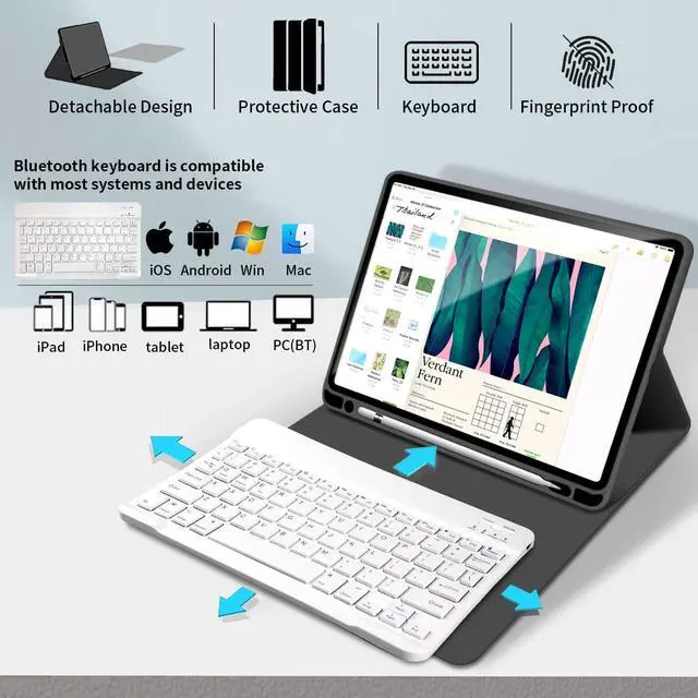 Alt view image 4 of 5 - kenke Keyboard Case for iPad Pro 11 Inch 4th/3rd /2nd Generation (2022/2021/2020), Detachable Wireless Bluetooth Keyboard, Stand Folio Cover with Pencil Holder, Auto Sleep/Wake, Black