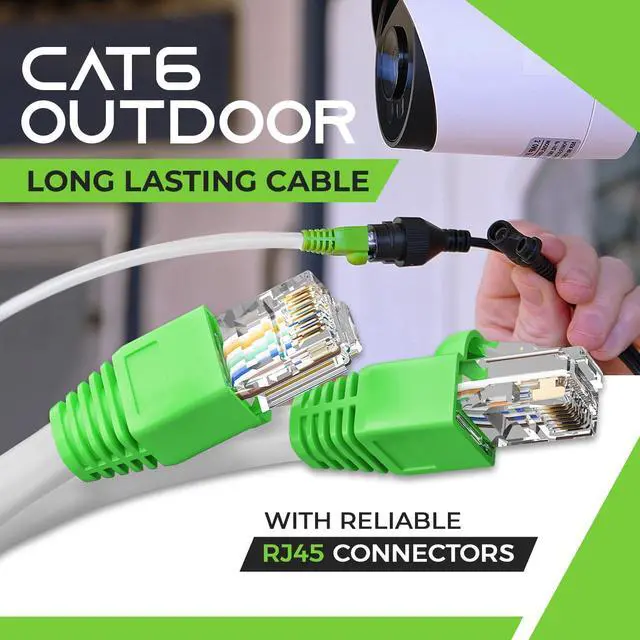 Alt view image 2 of 5 - GearIT Cat6 Outdoor Ethernet Cable (150 Feet) CCA Copper Clad, Waterproof, Direct Burial, In-Ground, UV Jacket, POE, Network, Internet, Cat 6, Cat6 Cable - 150ft