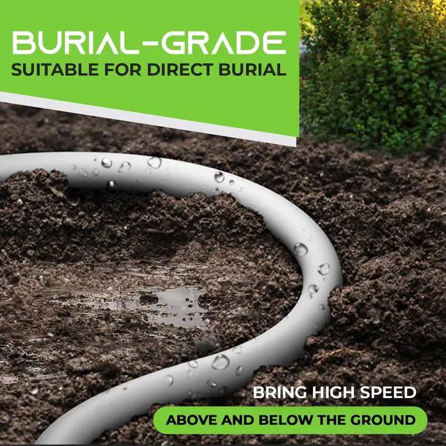 Alt view image 3 of 5 - GearIT Cat6 Outdoor Ethernet Cable (150 Feet) CCA Copper Clad, Waterproof, Direct Burial, In-Ground, UV Jacket, POE, Network, Internet, Cat 6, Cat6 Cable - 150ft