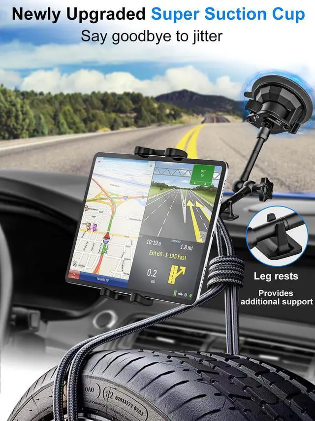 Alt view image 5 of 5 - Kolasels Tablet Holder Mount for Car - Anti-Shake Dashboard Windshield Sunroof Stand for Truck/Car/Pickup/Van, Heavy Duty Metal Tablet Mount for 4-12.9" iPad Pro Air Mini, Z Fold, iPhone