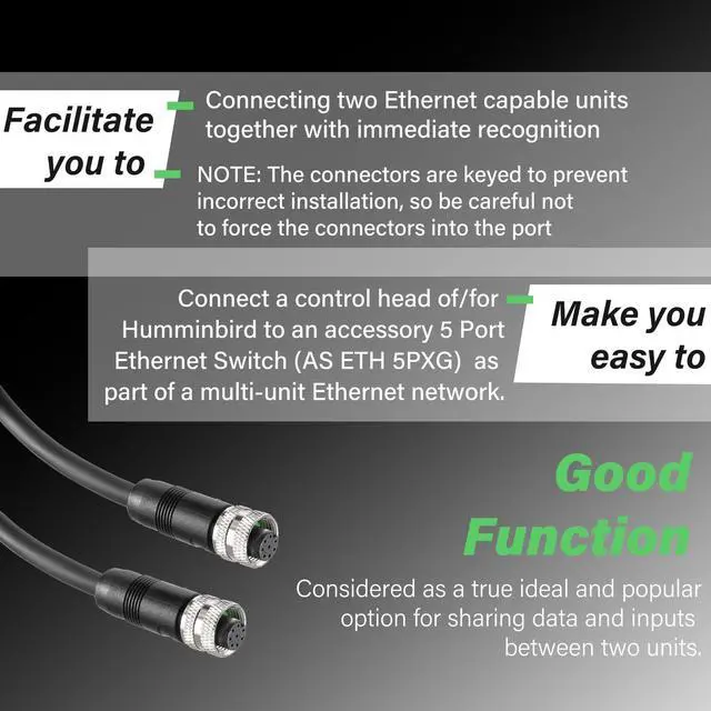 Alt view image 4 of 5 - Bzumperyz 720073-5 15 Foot Ethernet Cable AS EC 15E Replace for Humminbird, Black Fit for Helix, APEX, SOLIX and Onix Models