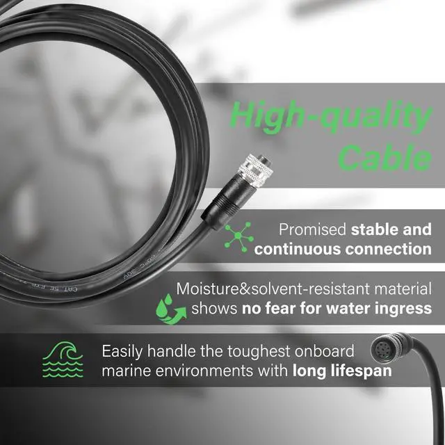 Alt view image 5 of 5 - Bzumperyz 720073-5 15 Foot Ethernet Cable AS EC 15E Replace for Humminbird, Black Fit for Helix, APEX, SOLIX and Onix Models