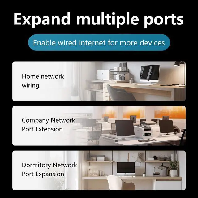 Alt view image 4 of 5 - BZIZU 16-Port Gigabit Ethernet Switch, Plug and Play Unmanaged Network Splitter, Small Desktop Size with Fanless Quiet Design, White Plastic Case