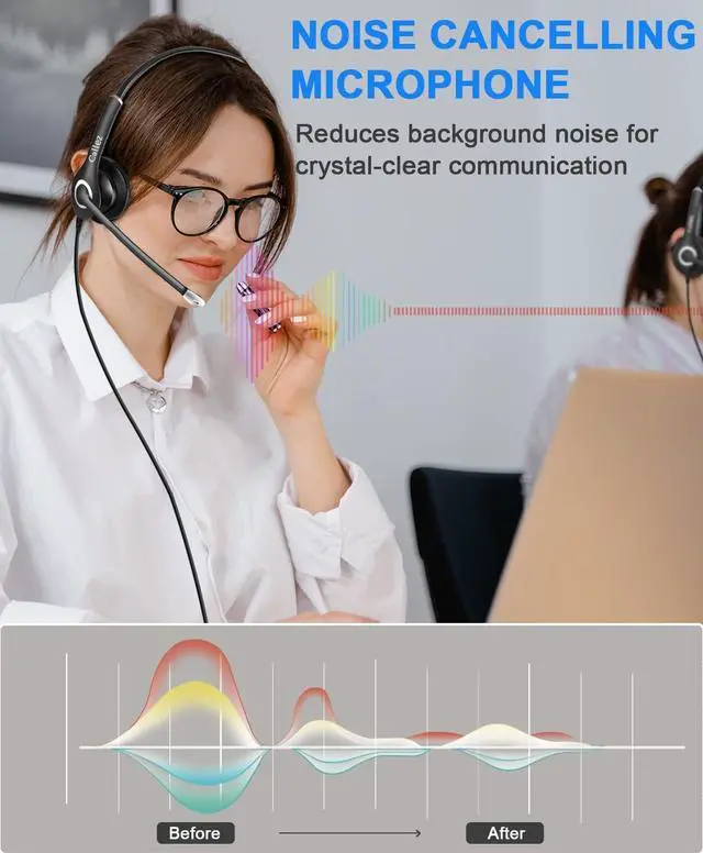 Alt view image 4 of 5 - Callez 3.5mm Cell Phone Headset with Call Control, Computer Headset with Microphone Noise Cancelling for iPhone Samsung iPad PC Skype Office Meetings Call Center Work, Clear Chat, Super Comfort