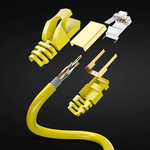 Alt view image 2 of 5 - Cat7 Ethernet Cable 1 Foot  6 Pack High-Speed LAN Network Patch Cords, RJ45 Gold-Plated Connectors, 600MHz, 10Gbps  for Router, Modem, PC, Gaming, Streaming  Yellow
