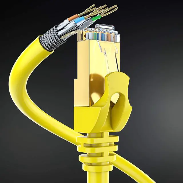 Alt view image 4 of 5 - Cat7 Ethernet Cable 1 Foot  6 Pack High-Speed LAN Network Patch Cords, RJ45 Gold-Plated Connectors, 600MHz, 10Gbps  for Router, Modem, PC, Gaming, Streaming  Yellow