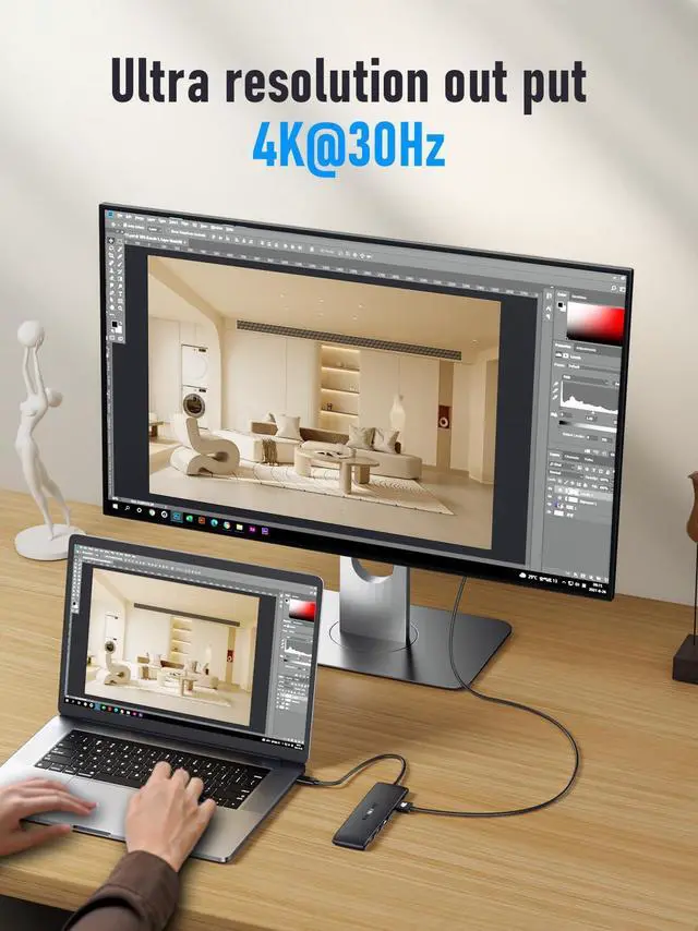 Alt view image 3 of 5 - Lemorele 10 -in-1 USB C Docking Station for Laptop Dell Mac HP Lenovo, 10Gbps USB C Hub with 2 HDMI 4K, 4*USB 3.1 10Gbps Data Port, 100W PD Charging, 3 USB 2.0 for Keybord, Mouse