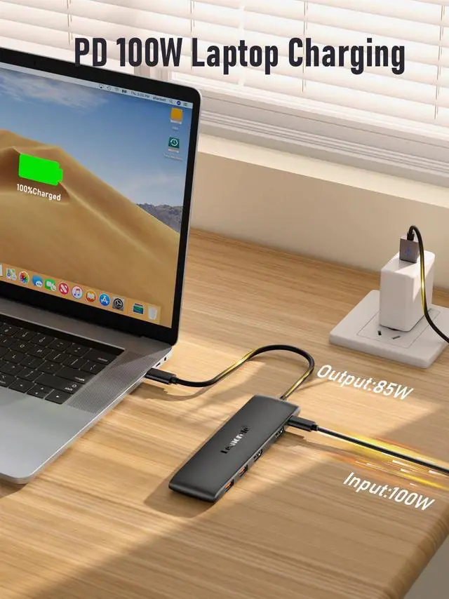 Alt view image 5 of 5 - Lemorele 10 -in-1 USB C Docking Station for Laptop Dell Mac HP Lenovo, 10Gbps USB C Hub with 2 HDMI 4K, 4*USB 3.1 10Gbps Data Port, 100W PD Charging, 3 USB 2.0 for Keybord, Mouse
