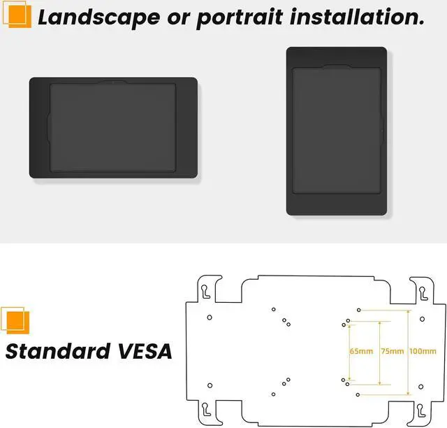 Alt view image 5 of 5 - Beelta Tablet Wall Mount All Metal and VESA Compatible - Compatible with 10.9" iPad 10th, Pro 11" 1 2 3 4, Air 4 5, Air 11", iPad 11"(A16)