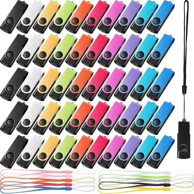 Main image of 50 Pack 256MB USB 2.0 Flash Drives Bulk with Lanyards Portable USB Thumb Drives Swivel with LED Light Swivel Flash Drive for Office School Data Storage Backup