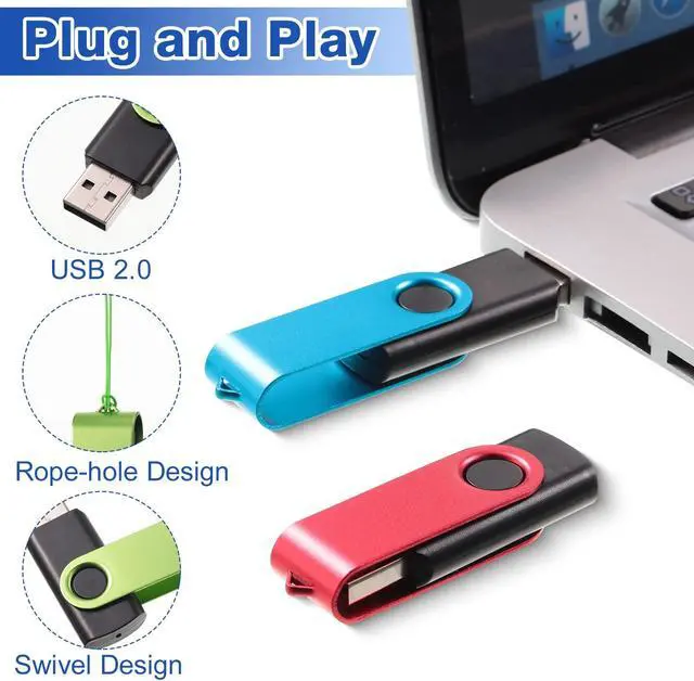 Alt view image 3 of 5 - 50 Pack 256MB USB 2.0 Flash Drives Bulk with Lanyards Portable USB Thumb Drives Swivel with LED Light Swivel Flash Drive for Office School Data Storage Backup