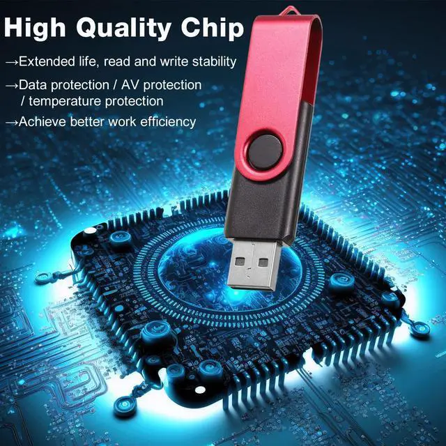 Alt view image 4 of 5 - 50 Pack 256MB USB 2.0 Flash Drives Bulk with Lanyards Portable USB Thumb Drives Swivel with LED Light Swivel Flash Drive for Office School Data Storage Backup