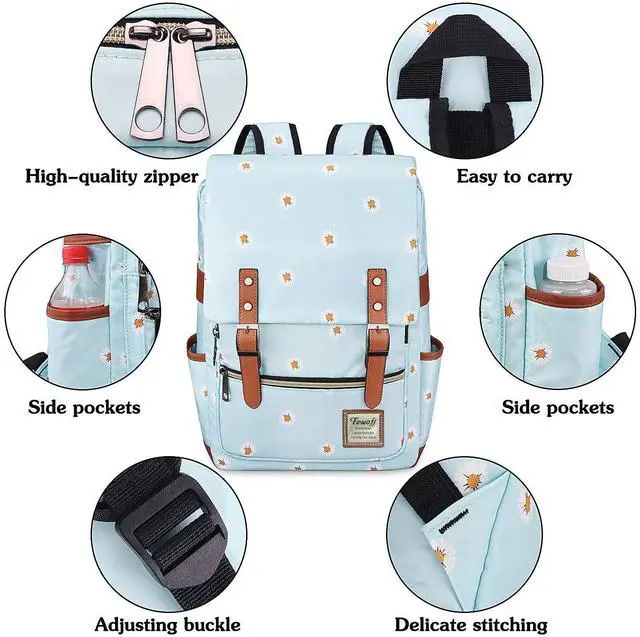 Alt view image 4 of 5 - FEWOFJ Daisy School Backpack for Girls, 15.6" Laptop Backpacks College School Bookbags Casual Daypack
