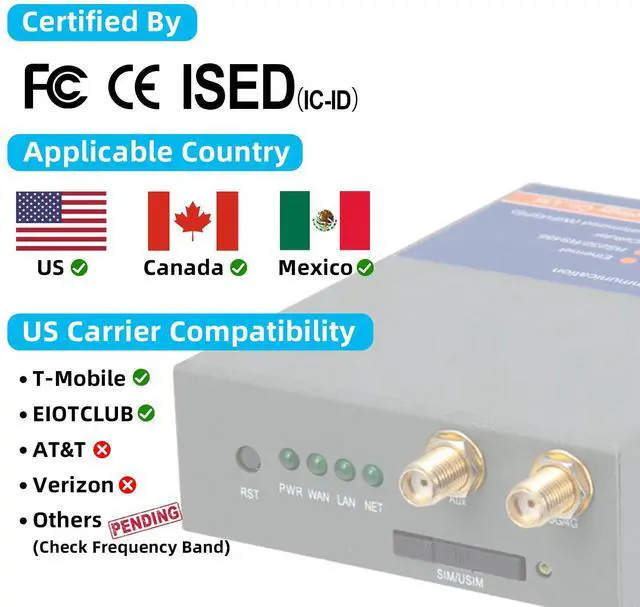Alt view image 4 of 5 - QX210-NW2 Industrial 4G LTE WiFi Router For T-Mobile EIOTCLUB SIM Card, Not For Verizon/ATT, Cellular VPN Routers Internet Backup, M2M Gateway RS232 Modem For RV Security System CCTV Camera Automation
