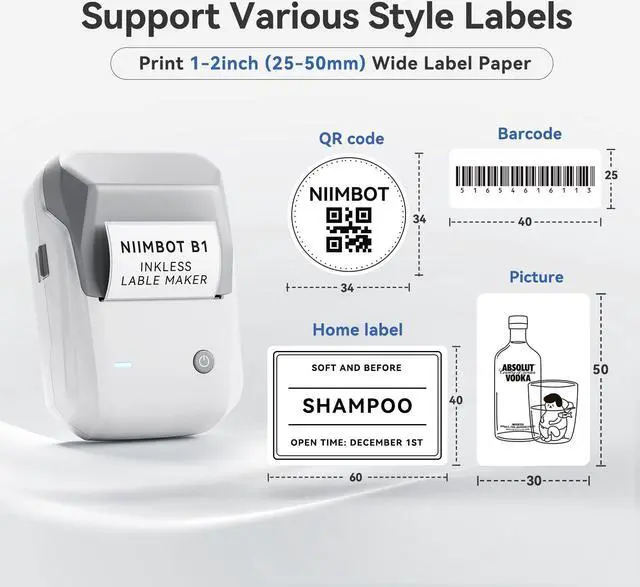 Alt view image 3 of 5 - NIIMBOT B1 Label Maker with 2 Roll Label Tape