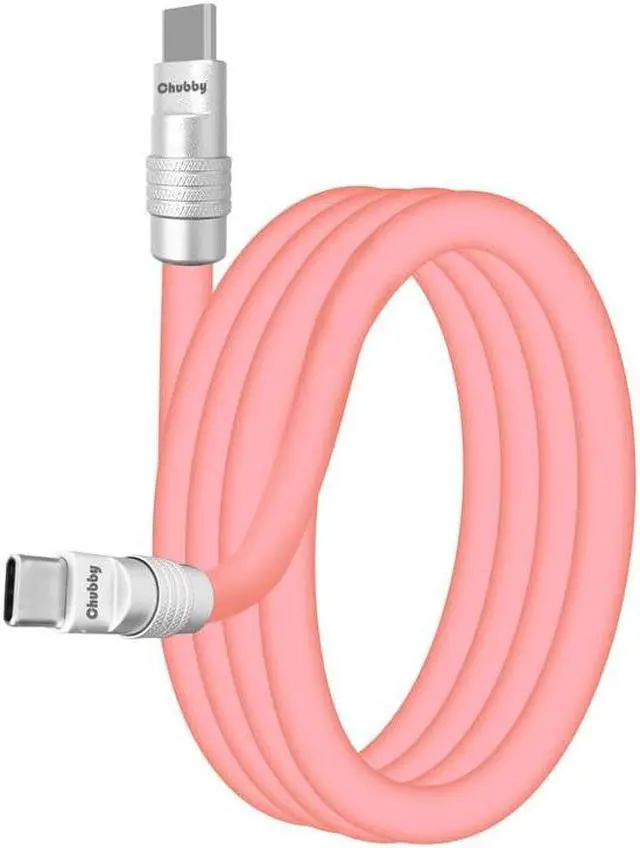 Main image of chubbycable Chubby 3.0 Fast Charging Cable Durable Soft Silicone USB C Cable 240W Extra Thick Phone Charger Cord Data Transfer Type C Cable, Pink, Type-C to Type-C, 13.1 FT