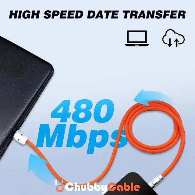 Alt view image 5 of 5 - chubbycable Chubby 3.0 Fast Charging Cable Durable Soft Silicone USB C Cable 240W Extra Thick Phone Charger Cord Data Transfer Type C Cable, Pink, Type-C to Type-C, 13.1 FT