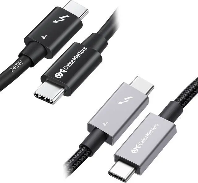Main image of Cable Matters [Intel Certified 40Gbps Thunderbolt 4 Cable 3.3ft with 8K Video and 240W Charging & [Intel Certified] Braided 40Gbps Thunderbolt 4 Cable 3.3ft Black, with 240W Charging Power Delivery a