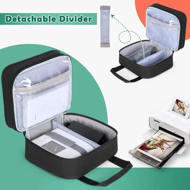 Alt view image 2 of 5 - LUXJA Photo Printer Case Compatible with Canon SELPHY CP1500 / CP1300 / CP1200, Photo Printer Bag with Accessory Pockets, Black