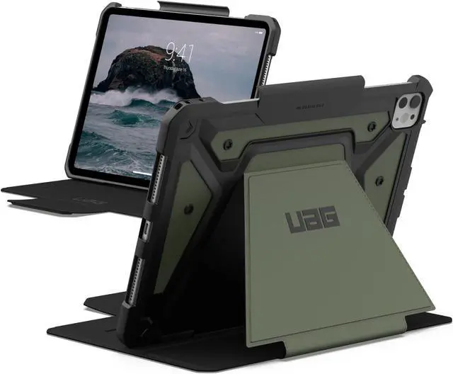 Main image of URBAN ARMOR GEAR UAG Designed for iPad Pro 11" Case (5th Gen, 2024, M4) A2836, A2837, A3006 Rugged Adjustable Multi-Angle Viewing Stand Folio Protective Cover with Pencil Holder, Metropolis SE Olive