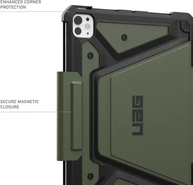 Alt view image 5 of 5 - URBAN ARMOR GEAR UAG Designed for iPad Pro 11" Case (5th Gen, 2024, M4) A2836, A2837, A3006 Rugged Adjustable Multi-Angle Viewing Stand Folio Protective Cover with Pencil Holder, Metropolis SE Olive