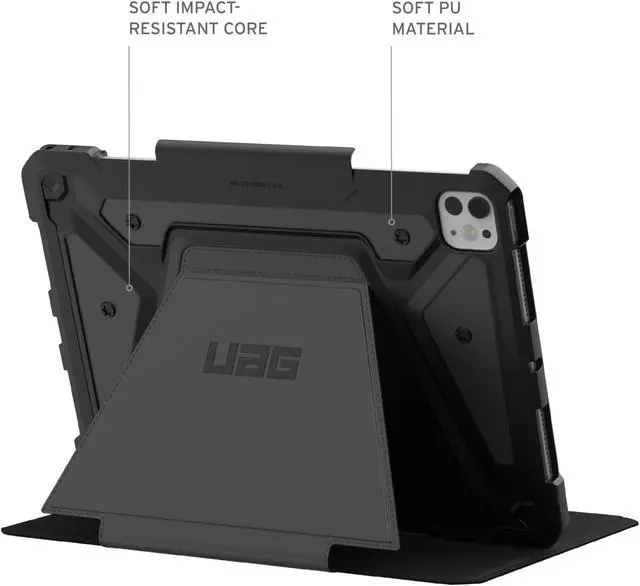 Alt view image 4 of 5 - URBAN ARMOR GEAR UAG Designed for iPad Pro 11" Case (5th Gen, 2024, M4) A2836, A2837, A3006 Rugged Adjustable Multi-Angle Viewing Stand Folio Protective Cover with Pencil Holder, Metropolis SE Black