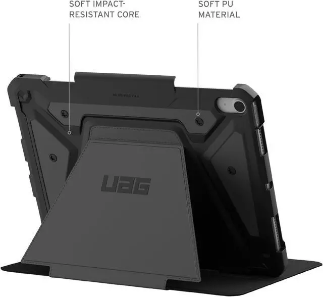 Alt view image 4 of 5 - URBAN ARMOR GEAR UAG Designed for iPad Air 11" Case (6th/7th Gen 2024-2025) M3 A3266 A3267 - Rugged Auto Sleep/Wake Folio Cover w/Pencil Holder & Multi-Angle Adjustable Stand, Metropolis SE Black