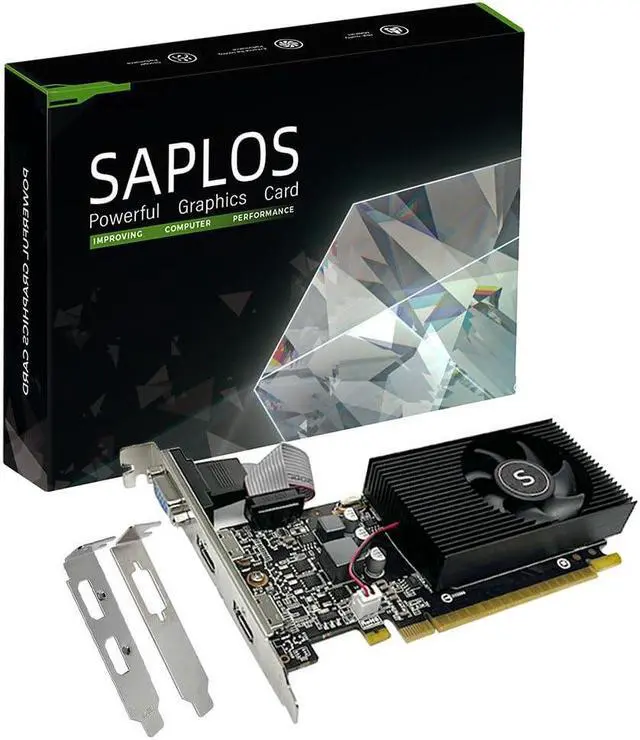 Main image of SAPLOS GT 730 2GB DDR3 128-bit, Dual HDMI, VGA, Low Profile Graphics Card, PC Video Card, Computer GPU for Working, Low Power, PCI Express x16, DirectX 11