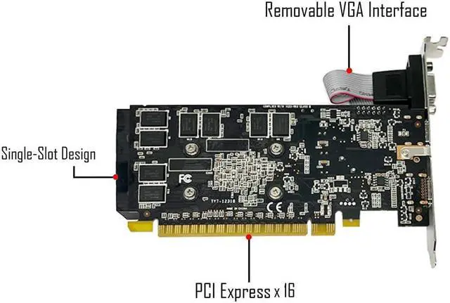 Alt view image 3 of 5 - SAPLOS GT 730 2GB DDR3 128-bit, Dual HDMI, VGA, Low Profile Graphics Card, PC Video Card, Computer GPU for Working, Low Power, PCI Express x16, DirectX 11
