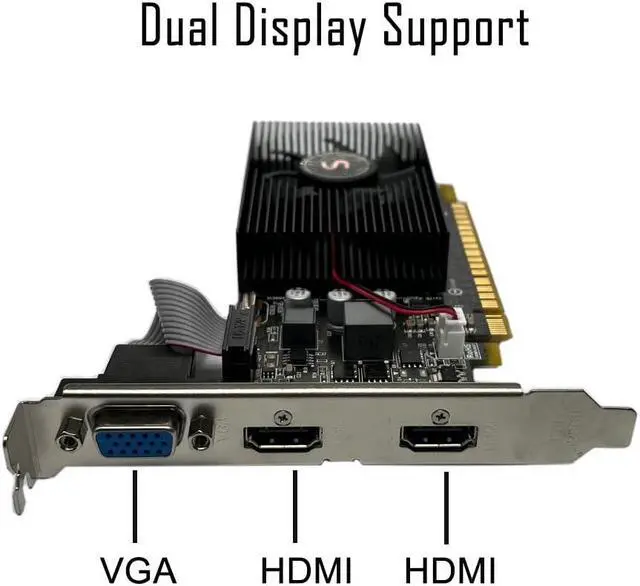 Alt view image 2 of 5 - SAPLOS GT 730 2GB DDR3 128-bit, Dual HDMI, VGA, Low Profile Graphics Card, PC Video Card, Computer GPU for Working, Low Power, PCI Express x16, DirectX 11