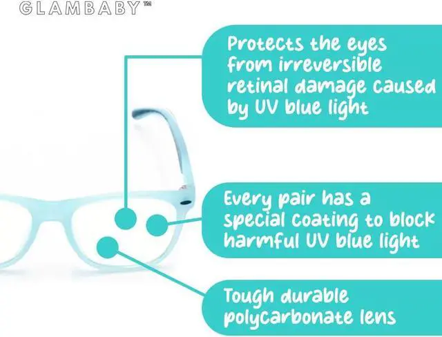 Alt view image 2 of 5 - GlamBaby Parker Blue light Glasses for kids - Lightweight, Durable Blue Light Blocking Glasses - Comfortable UV Eye Protection Computer Glasses for Children Aged 3+ Years - 48x15x125 (Turquoise)