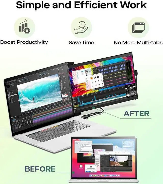 Alt view image 2 of 5 - Mobile Pixels New Duex Max DS 14.1'' FHD 1080p Laptop Screen Extender, USB Type-C/HDMI Ports, Portable Monitor for 14'' to 17 Inch Laptops, Compatible with macOS/Windows/Apple/Android/Switch(Black)
